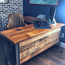 L Shaped Desk. Two Piece Desk. Desk With Privacy Wall. - Etsy